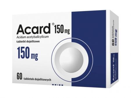 Acard, 150 mg tabletki dojelitowe, 60 szt. + Bez recepty | Serce i krążenie | Profilaktyka przeciwzakrzepowa ++ Polfa Warszawa