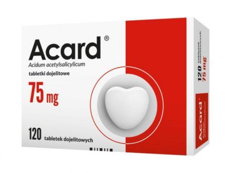 Acard, 75 mg tabletki dojelitowe powlekane, 120 szt. + Bez recepty | Serce i krążenie | Profilaktyka przeciwzakrzepowa ++ Polfa Warszawa