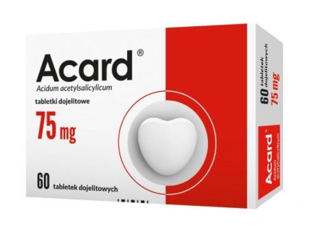 Acard, 75 mg tabletki dojelitowe powlekane, 60 szt. + Bez recepty | Serce i krążenie | Profilaktyka przeciwzakrzepowa ++ Polfa Warszawa