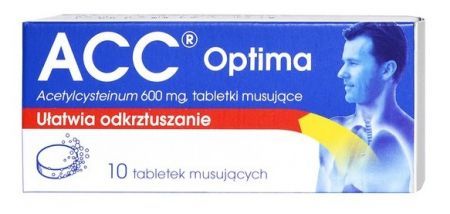 ACC Optima, 600 mg tabletki musujące, 10 szt. + Bez recepty | Przeziębienie i grypa | Kaszel ++ Sandoz