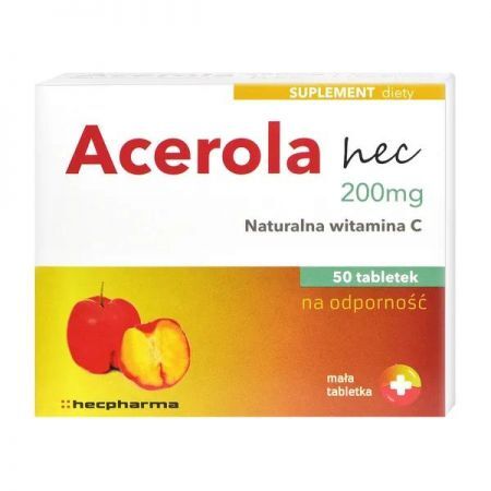 Acerola hec, 200 mg tabletki, 50 szt. + Bez recepty | Odporność | Pozostałe preparaty wzmacniające ++ Hecpharma Radosław Wierczewski