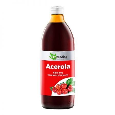 Acerola sok 100%, 500 ml EkaMedica + Bez recepty | Homeopatia i zioła | Herbaty i soki ++ Jaro-Pol Ekamedica