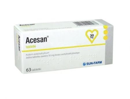 Acesan, 30 mg tabletki, 63 szt/ + Bez recepty | Serce i krążenie | Profilaktyka przeciwzakrzepowa ++ Sun-Farm