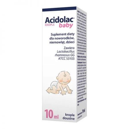 Acidolac Baby, krople od 1 dnia życia, 10 ml + Bez recepty | Przewód pokarmowy i trawienie | Probiotyki ++ Polpharma