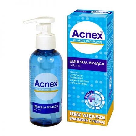 Acnex, emulsja myjąca do skóry trądzikowej, 140 ml + Kosmetyki i dermokosmetyki | Pielęgnacja | Twarz | Preparaty do mycia ++ Farmina