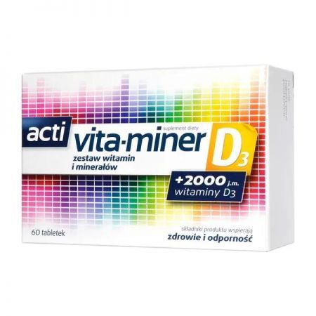 Acti Vita-miner D3, tabletki, 60 szt. + Bez recepty | Odporność | Witaminy na odporność ++ Aflofarm