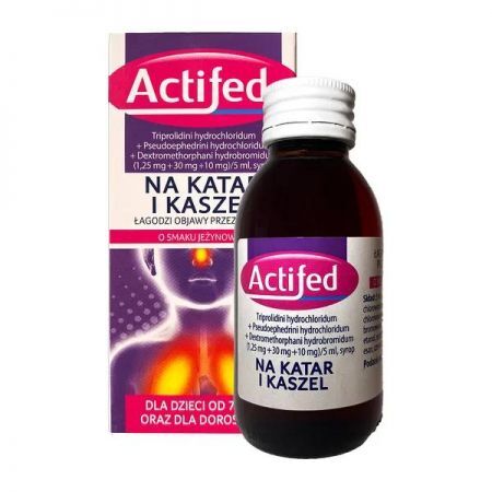 Actifed, 1,25 mg+30 mg+10 mg/5ml syrop, 100 ml + Bez recepty | Przeziębienie i grypa | Kaszel ++ Famar Orléans