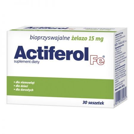 ActiFerol Fe, 15 mg proszek do rozpuszczania w saszetkach, 30 szt. + Bez recepty | Odporność | Pozostałe preparaty wzmacniające ++ Polski Lek