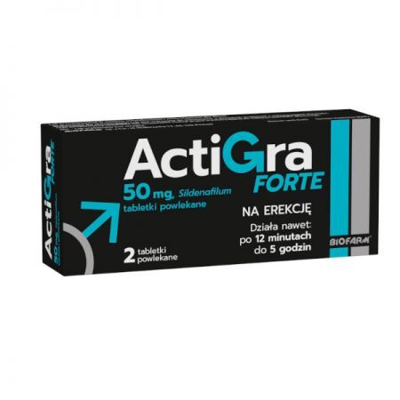 Actigra Forte, 50 mg tabletki powlekane, 2 szt. + Bez recepty | Seks i potencja | Libido i potencja ++ Biofarm