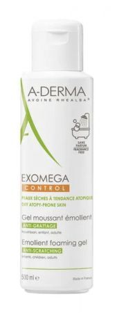 Aderma Exomega Control, pieniący się żel emolient, 500 ml + Kosmetyki i dermokosmetyki | Pielęgnacja | Ciało | Balsamy, peelingi i inne ++ Pierre Fabre