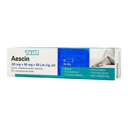 Aescin, żel, 40 g + Bez recepty | Serce i krążenie | Żylaki i obrzęki ++ Teva