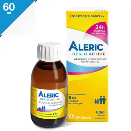 Aleric Deslo Active, 0,5mg/ml roztwór doustny, 60 ml + Bez recepty | Alergia | Leki na alergię ++ Us Pharmacia