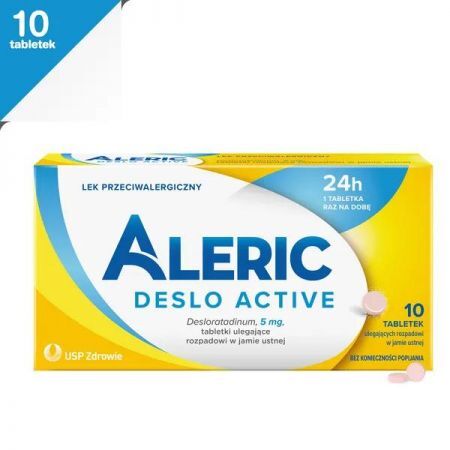Aleric Deslo Active, 5 mg tabletki ulegające rozpadowi w jamie ustnej, 10 szt. + Bez recepty | Alergia | Leki na alergię ++ Us Pharmacia