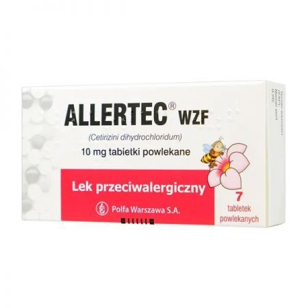 Allertec WZF, 10 mg tabletki powlekane, 7 szt + Bez recepty | Alergia | Leki na alergię ++ Polfa Warszawa