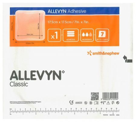 Allevyn Adhesive, opatrunek samoprzylepny 17,5 cm x 17,5 cm, 1 szt. + Sprzęt i wyroby medyczne | Materiały opatrunkowe | Opatrunki specjalistyczne ++ Smith &amp; Nephew