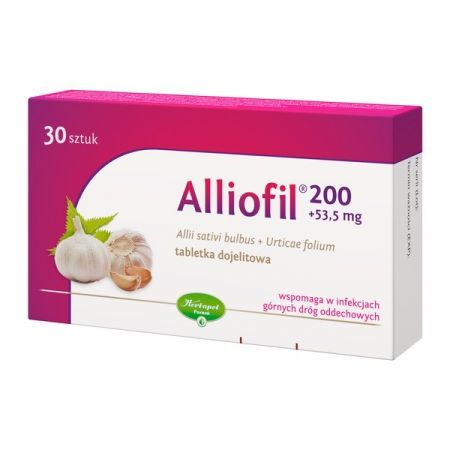 Alliofil, tabletki dojelitowe, 30 szt. + Bez recepty | Przeziębienie i grypa | Preparaty wspomagające ++ Herbapol Poznań