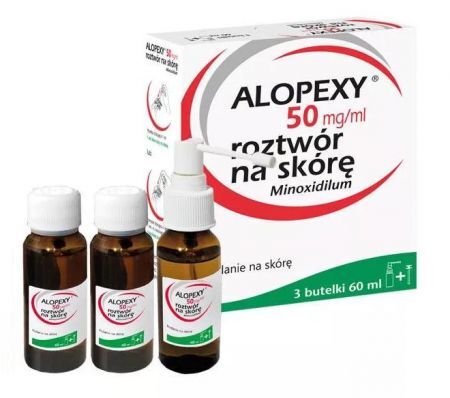 Alopexy 5 % (50 mg/ml) roztwór do stosowania na skórę, 60 ml x 3 butelki + Kosmetyki i dermokosmetyki | Pielęgnacja | Włosy | Maski, odżywki i inne ++ Pierre Fabre