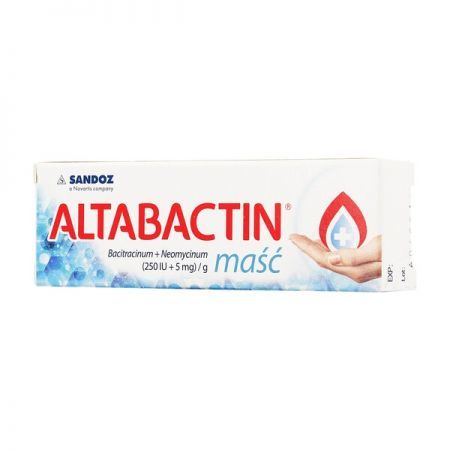 Altabactin, (250 IU+5 mg)/g maść, 5 g + Kosmetyki i dermokosmetyki | Problemy skórne | Rany i otarcia | Preparaty odkażające i wspomagające gojenie ++ Sandoz