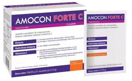 Amocon Forte C, proszek do rozpuszczania w saszetkach, 21 szt + Bez recepty | Skóra, włosy i paznokcie ++ Axxon
