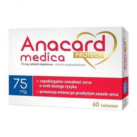 Anacard Medica Protect, 75 mg tabletki dojelitowe, 60 szt. + Bez recepty | Serce i krążenie | Profilaktyka przeciwzakrzepowa ++ Hasco