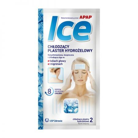 Apap Ice, chłodzący plaster hydrożelowy, 2 szt + Bez recepty | Przeciwbólowe | Ból głowy i migrena ++ Us Pharmacia