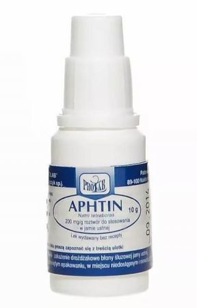 Aphtin, 200 mg/g roztwór do stosowania w jamie ustnej, 10 g  (pojemnik) Prolab + Bez recepty | Jama ustna i zęby | Afty i pleśniawki ++ Prolab