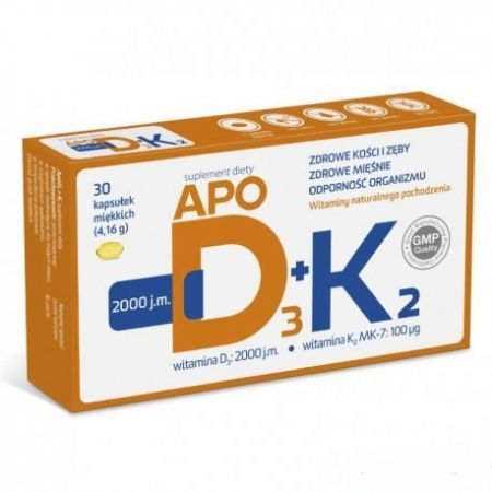 ApoD3+K2, kapsułki, 30 szt. + Bez recepty | Kości, stawy, mięśnie | Na mocne kości ++ Aurovitas Pharma