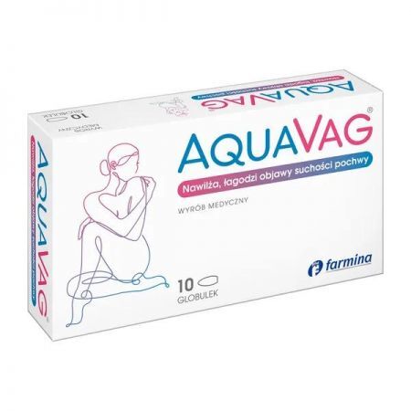 Aquavag, globulki dopochwowe, 10 szt. + Bez recepty | Zdrowie intymne | Probiotyki ginekologiczne ++ Farmina
