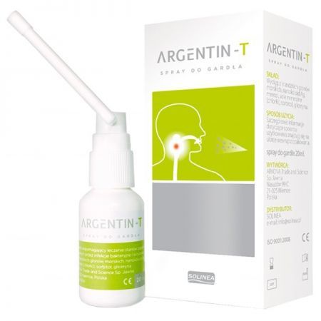 Argentin-T, spray do gardła, 20 ml + Bez recepty | Przeziębienie i grypa | Ból gardła i chrypka ++ Solinea