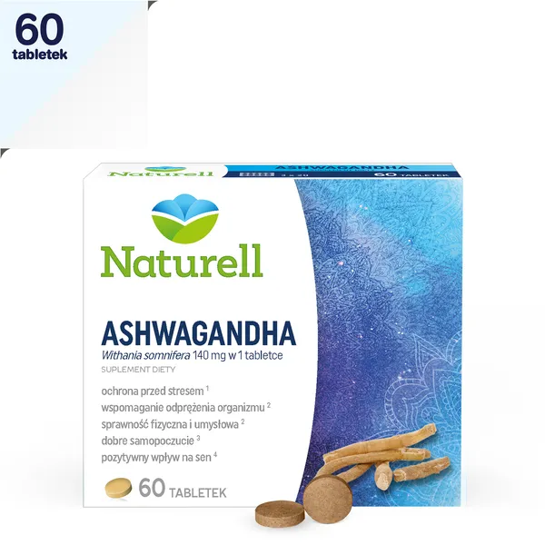 Ashwagandha Tabletki 60 Szt Naturell Nerwy I Stres Uspokajające.