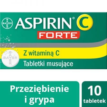Aspirin C Forte, 800 mg + 480 mg tabletki musujące, 10 szt. + Bez recepty | Przeziębienie i grypa | Gorączka ++ Bayer