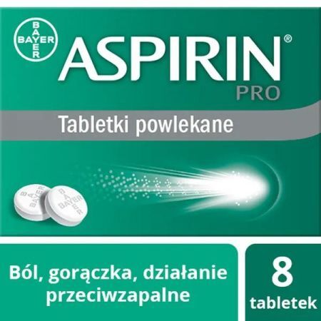 Aspirin Pro, 500 mg tabletki powlekane, 8 szt. + Bez recepty | Przeziębienie i grypa | Gorączka ++ Bayer