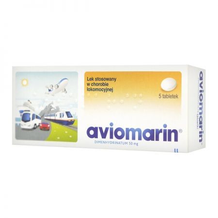 Aviomarin, 50 mg tabletki, 5 szt + Bez recepty | Przewód pokarmowy i trawienie | Choroba lokomocyjna ++ Teva