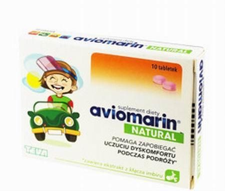 Aviomarin Natural, tabletki, 10 szt + Bez recepty | Przewód pokarmowy i trawienie | Choroba lokomocyjna ++ Teva