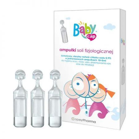 BabyCap, ampułki soli fizjologicznej, 5 ml x 10 ampułek + Bez recepty | Homeopatia i zioła | Aromaterapia i preparaty do inhalacji ++ Capeypharma Sp. z o.o. S.k.