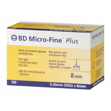 BD Micro-Fine Plus, igły do penów 0,3 x 8 mm 30G, 100 szt. + Bez recepty | Cukrzyca | Igły do penów ++ Becton Dickinson