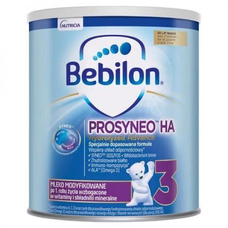 Bebilon Prosyneo HA 3 Hydrolyzed Advance, mleko powyżej 1 roku proszek, 400 g + Mama i dziecko | Żywienie dziecka | Mleka modyfikowane ++ Nutricia