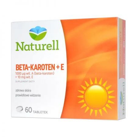 Beta-Karoten + E, tabletki, 60 szt Naturell + Bez recepty | Witaminy i minerały | Witamina A i E ++ Us Pharmacia