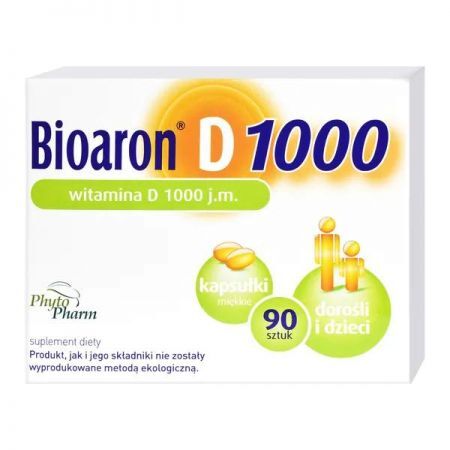 Bioaron Witamina D 1000 j.m., kapsułki miękkie, 90 szt. + Bez recepty | Witaminy i minerały | Dla dzieci ++ Phytopharm