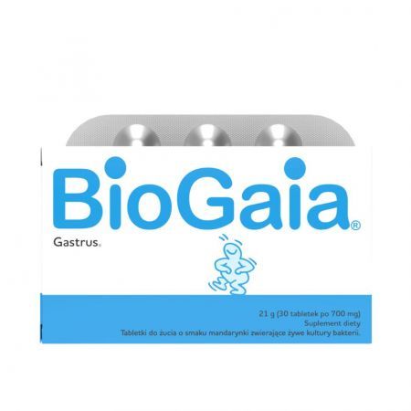BioGaia Gastrus, tabletki do żucia o smaku mandarynkowym, 30 szt. + Bez recepty | Przewód pokarmowy i trawienie | Probiotyki ++ Ewopharma