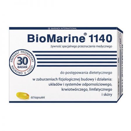 BioMarine 1140, olej z wątroby rekina kapsułki, 60 szt + Bez recepty | Odporność | Tran i olej z wątroby rekina ++ Marinex