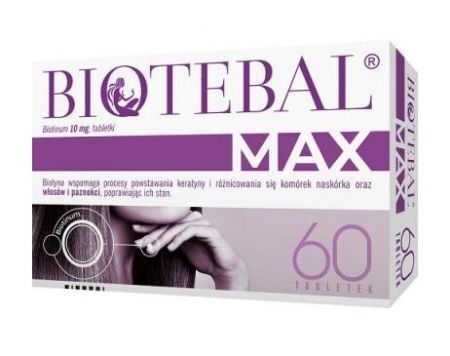 Biotebal Max, 10 mg tabletki, 60 szt. + Bez recepty | Skóra, włosy i paznokcie ++ Polpharma