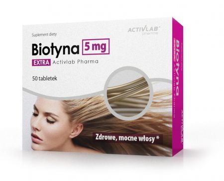 Biotyna Extra, 5 mg tabletki, 50 szt. Activlab Pharma DATA WAŻNOŚCI 30.11.2022r. + Bez recepty | Skóra, włosy i paznokcie ++ Unipro
