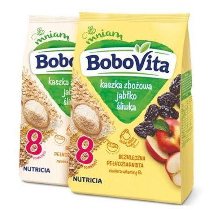 BoboVita, kaszka 7 zbóż z jabłkami i śliwkami, 180 g + Mama i dziecko | Żywienie dziecka | Kaszki, herbatki, obiadki ++ Nutricia