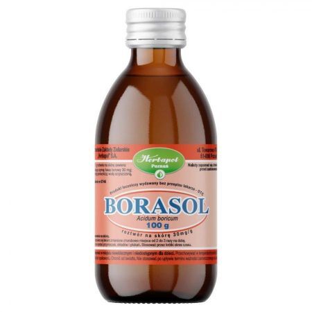 Borasol, 3% roztwór kwasu borowego, 100 g + Kosmetyki i dermokosmetyki | Problemy skórne | Rany i otarcia | Preparaty odkażające i wspomagające gojenie ++ Herbapol Poznań