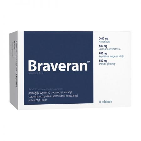 Braveran, tabletki, 8 szt. + Bez recepty | Seks i potencja | Libido i potencja ++ Aflofarm