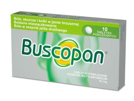 Buscopan, 10 mg tabletki powlekane, 10 szt + Bez recepty | Przewód pokarmowy i trawienie | Niestrawność ++ Boehringer Ingelheim
