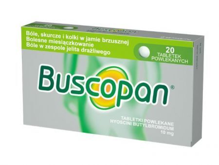 Buscopan, 10 mg tabletki powlekane, 20 szt + Bez recepty | Przeciwbólowe | Bóle menstruacyjne ++ Boehringer Ingelheim