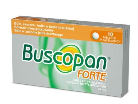 Buscopan Forte, 20 mg tabletki powlekane, 10 szt + Bez recepty | Przewód pokarmowy i trawienie | Niestrawność ++ Boehringer Ingelheim