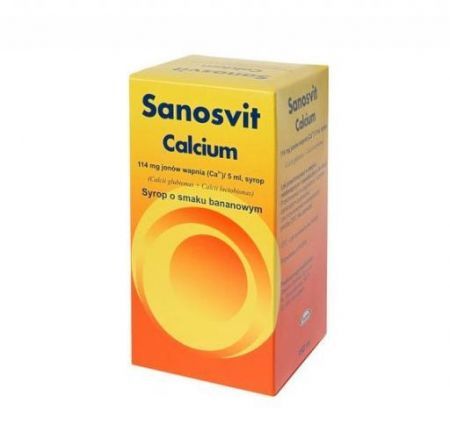 Calcium Sanosvit, syrop bananowy, 150 ml + Bez recepty | Alergia | Wapno na alergię ++ Takeda Pharma